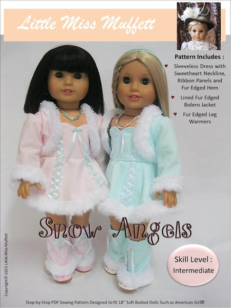 Little Miss Muffett Snow Angels Doll Clothes Pattern 18 inch