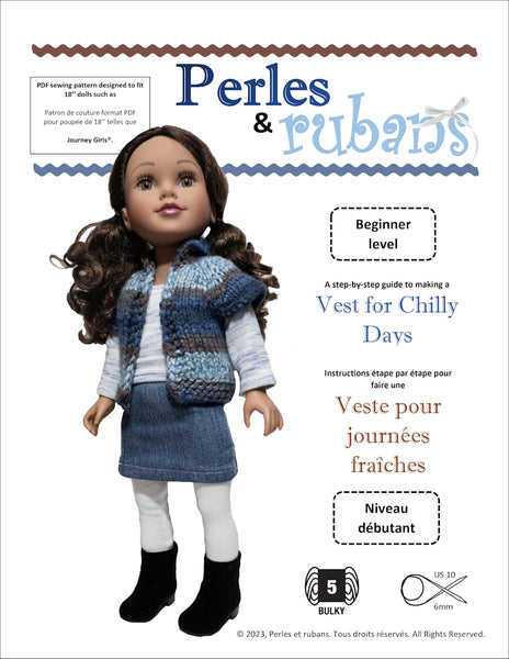 Perles & Rubans Vest for Chilly Days 18 Journey Girls Doll