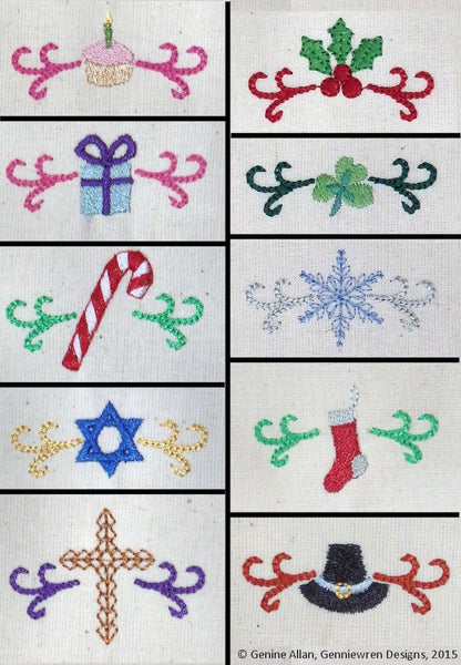 Genniewren Designs Mini Snowflakes Design Set 1 Machine Embroidery Design  For Doll Clothes