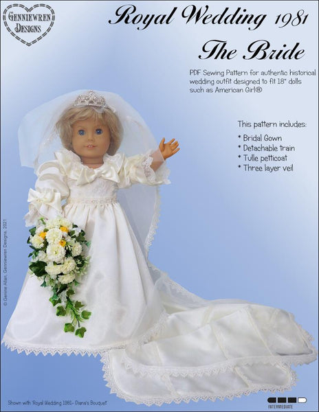 Genniewren Designs Royal Wedding 1981 The Bride 18 inch Doll Clothes Pattern