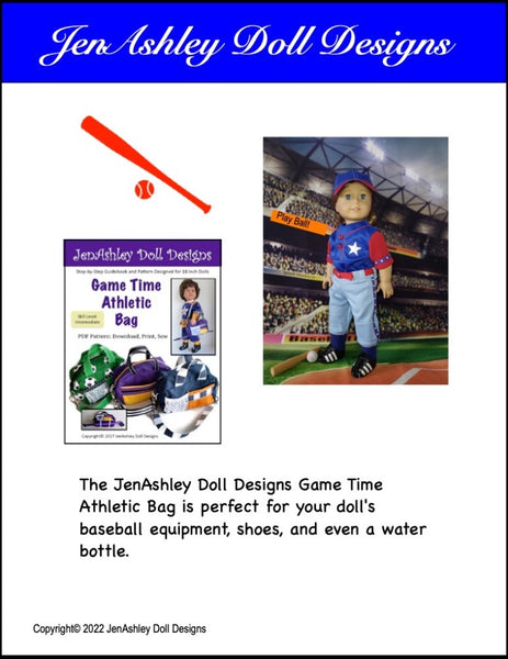 JenAshley Doll Design Pop Fly Baseball Uniform Doll Clothes Pattern 18 inch  American Girl Dolls