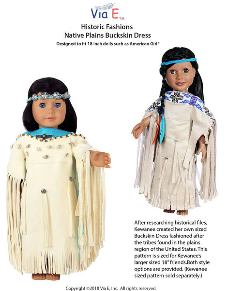 Via E Native Plains Buckskin Dress 18 Doll Clothes Pattern