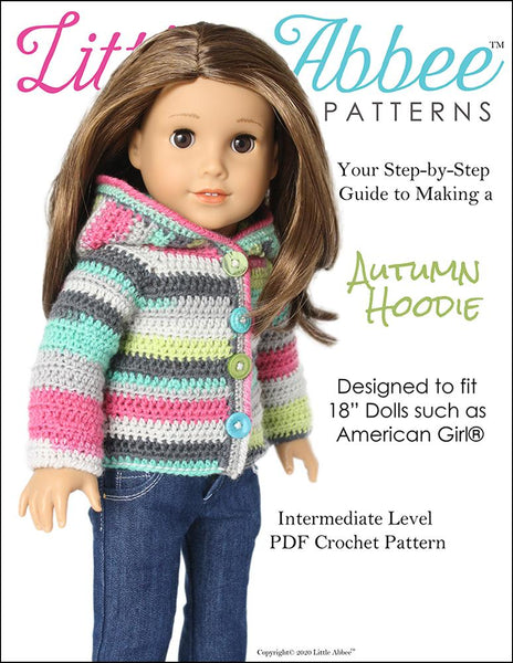 Little Abbee Autumn Hoodie Doll Clothes Pattern 18 inch American Girl Dolls