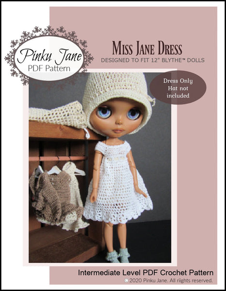 Miss Jane Dress Crochet Pattern For 12 Blythe Dolls