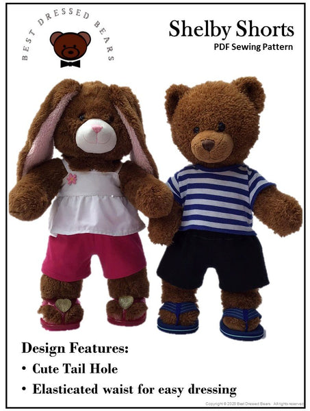  Flannel Boxer Shorts Teddy Bear Clothes Fit 14 - 18 Build-a- Bear and Make Your Own Stuffed Animals : Toys & Games
