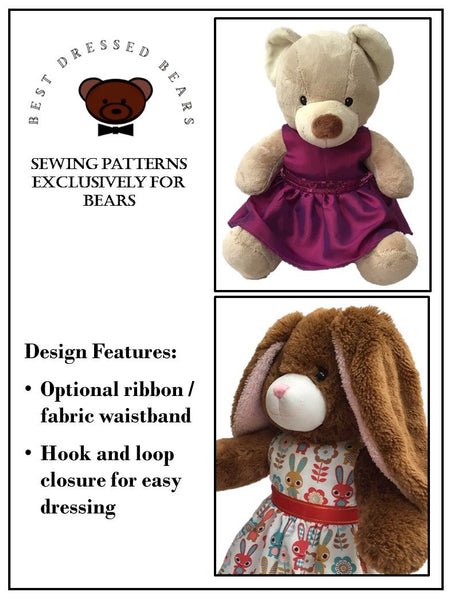 Best Dressed Bears Darcey Dress Plush Toy Clothes Pattern 15 to 18 inch Build A Bear Bears