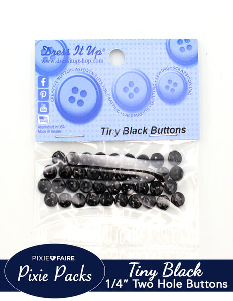 Dress It Up Tiny Black Buttons 1/4 or 6mm