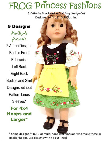 Frog Princess Fashions Career Day Set 18 Dolls Machine Embroidery