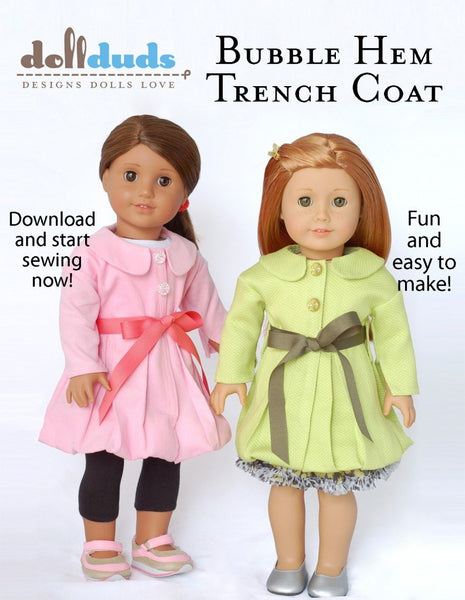 Bubble Hem Trench Coat 18 Doll Clothes