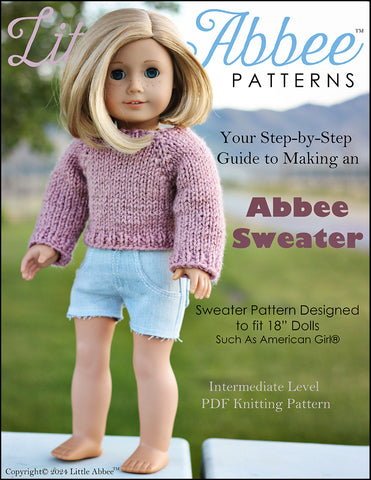 Little Abbee Knitting Abbee Sweater Knitting Pattern for 18 Inch Dolls Pixie Faire