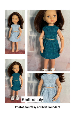 Ice Silk Top and Skirt Knitting Pattern for 13" Paola Reina Dolls