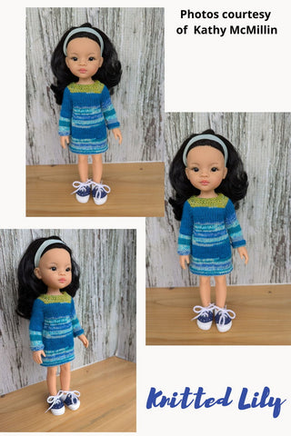 Knitted Lily Paola Reina Calla Tunic Knitting Pattern for 13" Paola Reina Dolls Pixie Faire