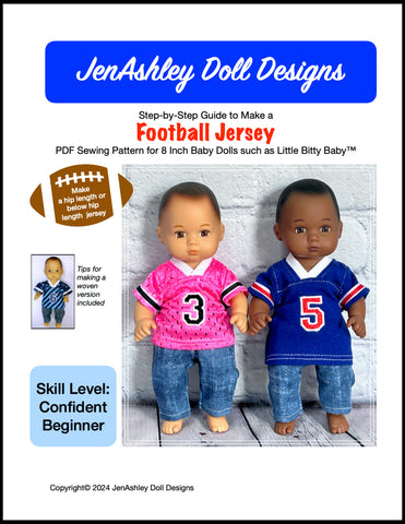 Jen Ashley Doll Designs 8" Baby Dolls Football Jersey 8" Baby Doll Clothes Pixie Faire