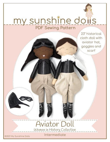 My Sunshine Dolls BOGO Cloth doll Aviator Doll 23 inch Cloth Doll Pattern Pixie Faire