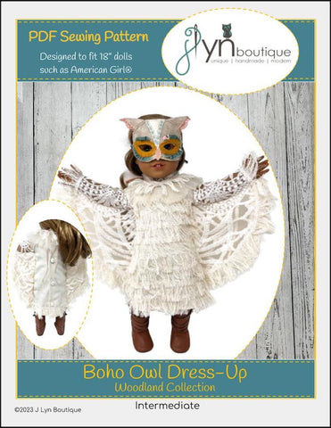 J Lyn Boutique BOGO 18 Inch Modern Boho Owl Dress-Up 18" Doll Clothes Pattern Pixie Faire