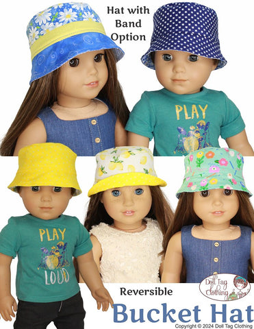 Reversible Bucket Hat 18 inch Doll Clothes Pattern