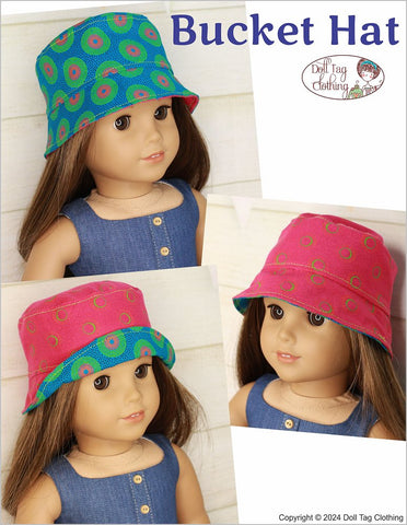 Reversible Bucket Hat 18 inch Doll Clothes Pattern