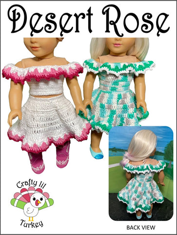 Crafty Lil Turkey Crochet Desert Rose 18" Doll Clothes Crochet Pattern Pixie Faire