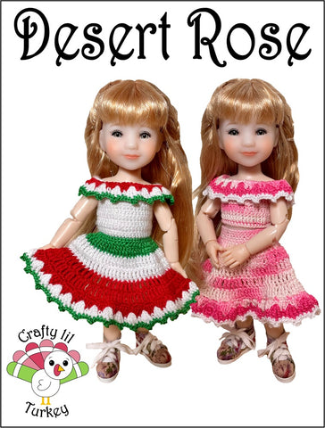 Crafty Lil Turkey Crochet Desert Rose Crochet Pattern for 8 Inch BJD such as Ten Ping and Mini Sara Pixie Faire