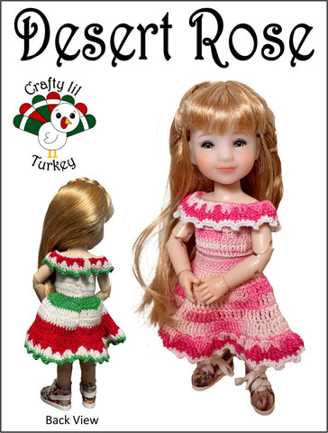 Crafty Lil Turkey Crochet Desert Rose Crochet Pattern for 8 Inch BJD such as Ten Ping and Mini Sara Pixie Faire