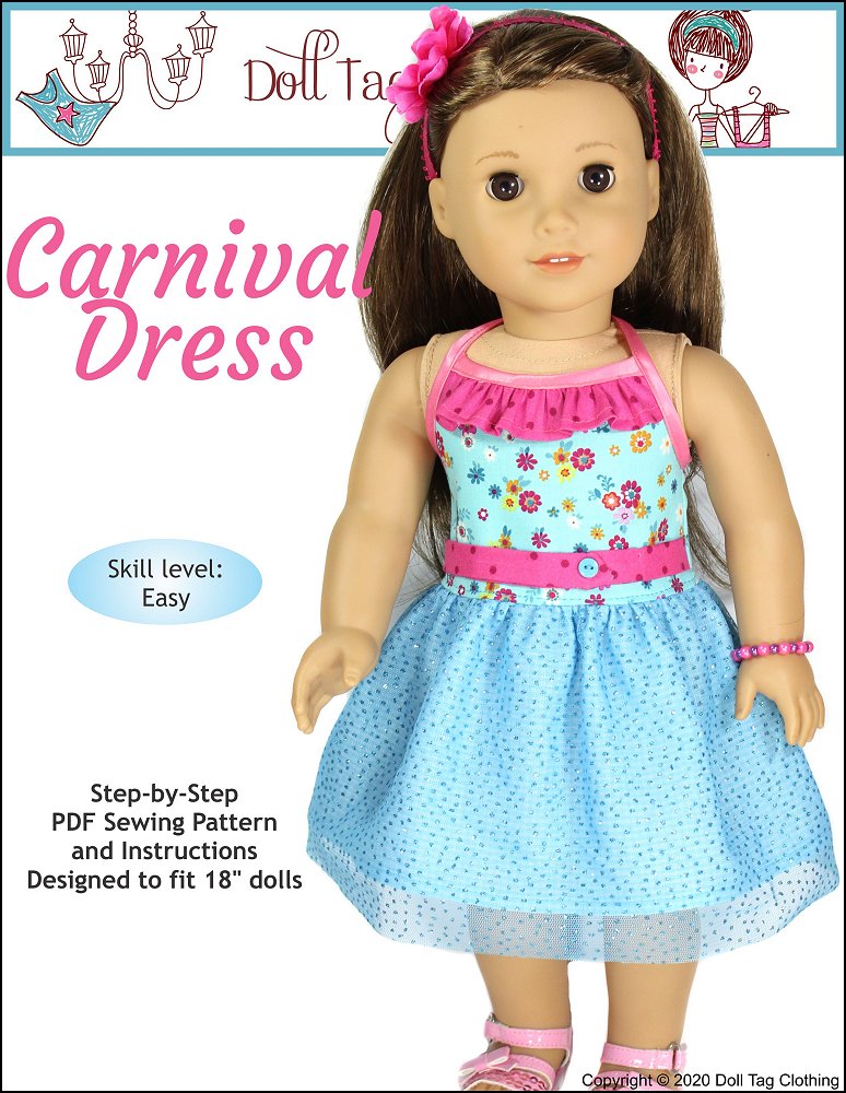 Doll Tag Clothing Carnival Dress Doll Clothes Pattern 18 inch American Girl  Dolls