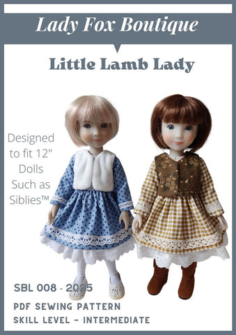 Lady Fox Boutique Paola Reina Little Lamb Lady Doll Clothes Pattern for 12" Siblies Dolls Pixie Faire