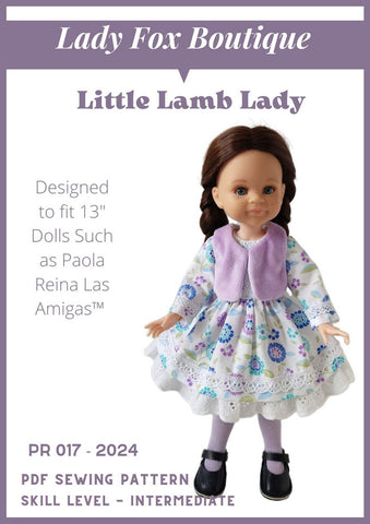 Lady Fox Boutique Paola Reina Little Lamb Lady Doll Clothes Pattern for 13" Paola Reina Dolls Pixie Faire