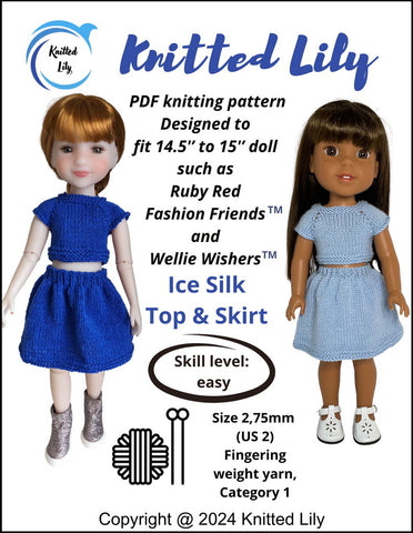 Ice Silk Top and Skirt Knitting Pattern for 14.5-15" Dolls