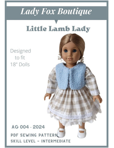 Lady Fox Boutique 18 Inch Modern Little Lamb Lady 18 Inch Doll Clothes Pattern Pixie Faire