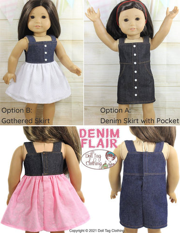 Denim Flair Dress 18" Doll Clothes Pattern