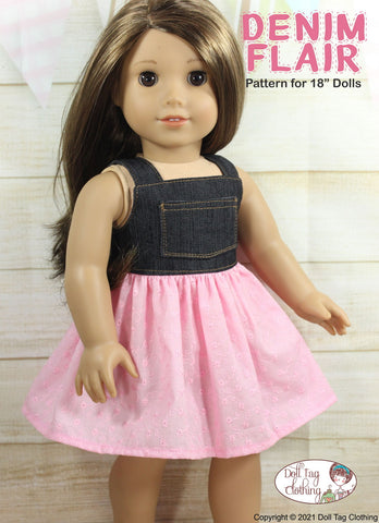 Denim Flair Dress 18" Doll Clothes Pattern