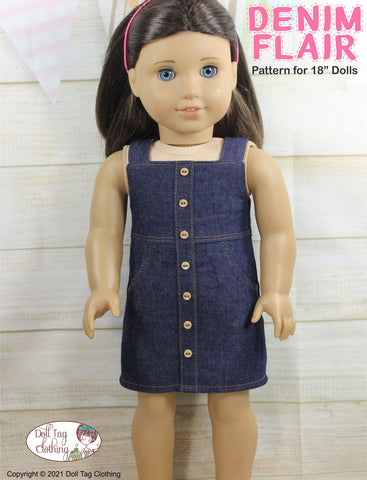 Denim Flair Dress 18" Doll Clothes Pattern