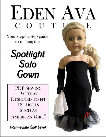 Spotlight Solo Gown 18" Doll Clothes Pattern