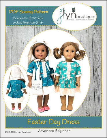 J Lyn Boutique 18 Inch Modern Easter Day Dress for 18" Doll Clothes Pattern Pixie Faire