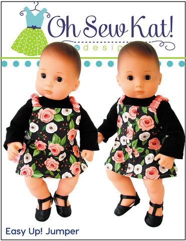 Oh Sew Kat Bitty Baby/Twin Easy Up! Jumper 15" Baby Doll Clothes Pattern Pixie Faire