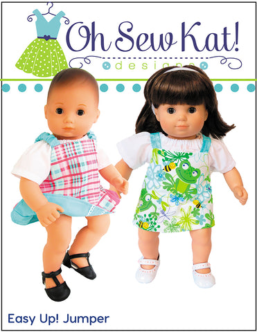 Oh Sew Kat Bitty Baby/Twin Easy Up! Jumper 15" Baby Doll Clothes Pattern Pixie Faire