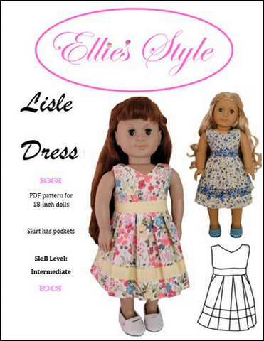 Ellie's Style 18 Inch Modern Lisle Dress 18" Doll Clothes Pattern Pixie Faire