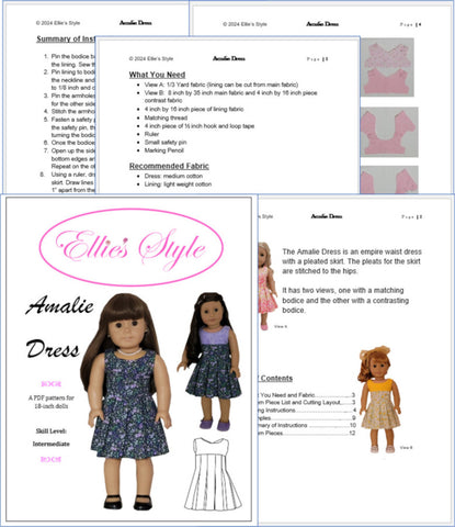 Amalie Dress 18" Doll Clothes Pattern