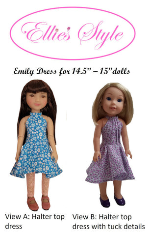 Ellie's Style Ruby Red Fashion Friends Emily Dress 14.5-15" Doll Clothes Pattern Pixie Faire