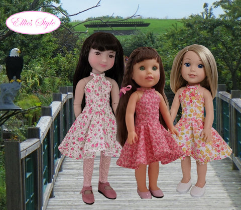 Ellie's Style Ruby Red Fashion Friends Emily Dress 14.5-15" Doll Clothes Pattern Pixie Faire