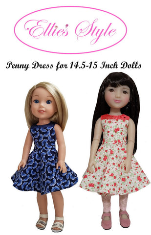 Ellie's Style Ruby Red Fashion Friends Penny Dress 14.5-15" Doll Clothes Pattern Pixie Faire