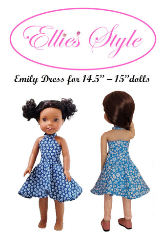 Ellie's Style Ruby Red Fashion Friends Emily Dress 14.5-15" Doll Clothes Pattern Pixie Faire