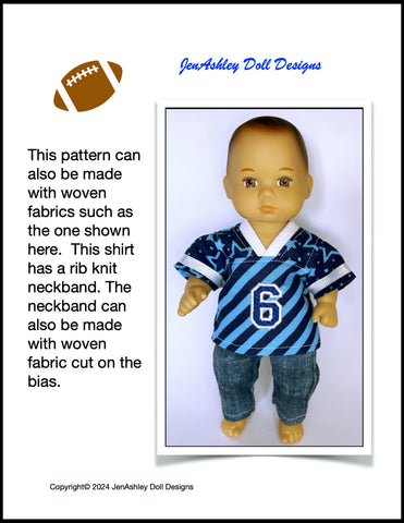 Jen Ashley Doll Designs 8" Baby Dolls Football Jersey 8" Baby Doll Clothes Pixie Faire