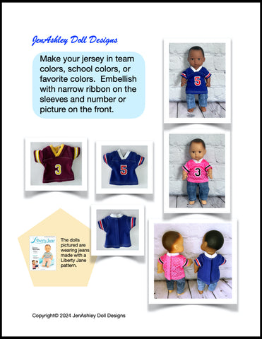 Jen Ashley Doll Designs 8" Baby Dolls Football Jersey 8" Baby Doll Clothes Pixie Faire