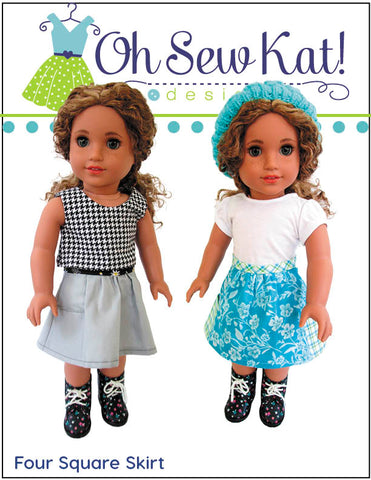 Oh Sew Kat 18 Inch Modern Four Square Skirt 18" Doll Clothes Pattern Pixie Faire