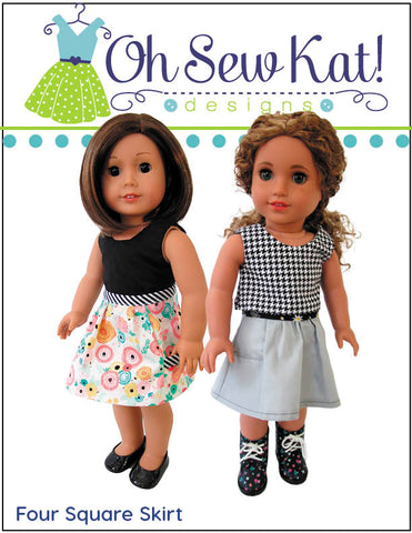 Oh Sew Kat 18 Inch Modern Four Square Skirt 18" Doll Clothes Pattern Pixie Faire