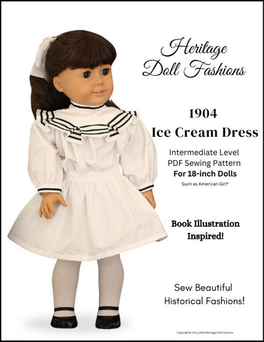 PF House Brand 18 Inch Historical 1904 Ice Cream Dress 18" Doll Clothes Pattern Pixie Faire