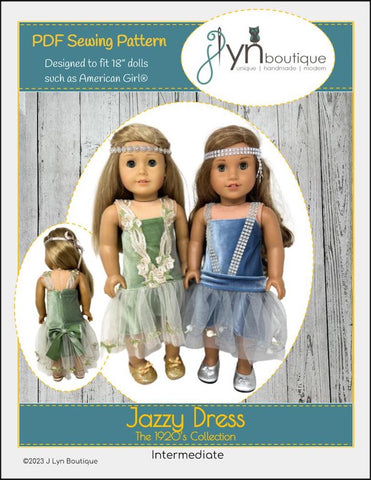 J Lyn Boutique BOGO 18 Inch Historical The Jazzy Dress 18" Doll Clothes Pattern Pixie Faire