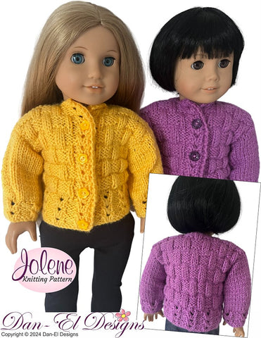 Dan-El Designs Knitting Jolene 18" Doll Clothes Knitting Pattern Pixie Faire