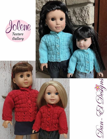 Dan-El Designs Knitting Jolene two size BUNDLE Doll Clothes Knitting Pattern 14-14.5" & 18" Pixie Faire